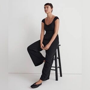 NWT Sz 14 NWT Madewell Cap-Sleeve Crop Wide-Leg Jumpsuit, Black